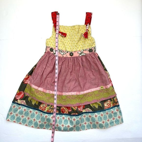 Matilda Jane Girls Serendipity Perfect Day Knot Pink Yellow Dress Size 8 - Picture 13 of 14